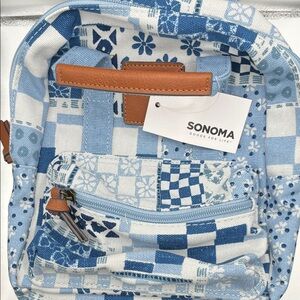 Sonoma Patchwork Backpack in Blue and White